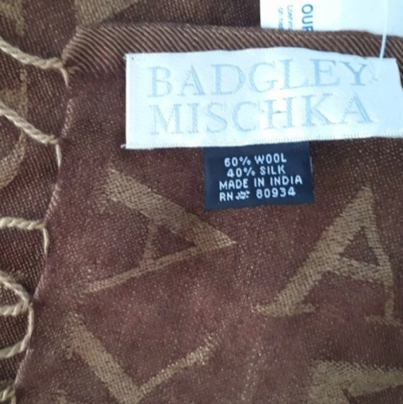 Badgley Mischka Wool/Silk Logo Shawl.